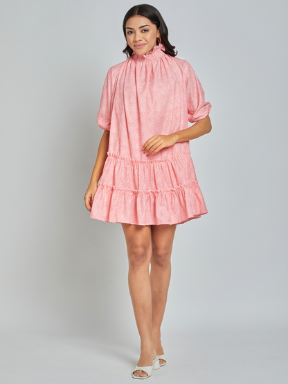 Coral Crush Tiered Dress