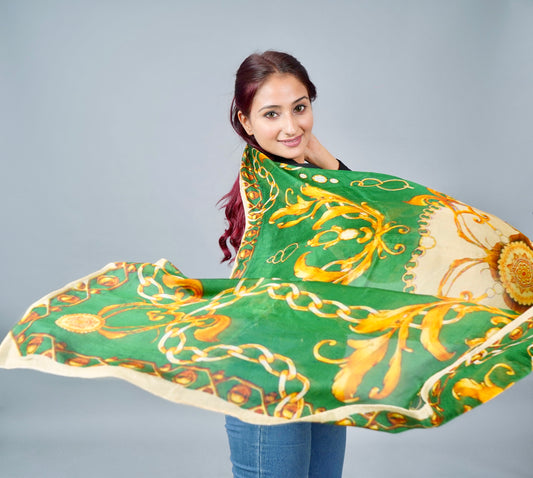 Malaha Chain Print Silk Square scarf