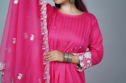 Pink Cutwork Embroidered Suit Set
