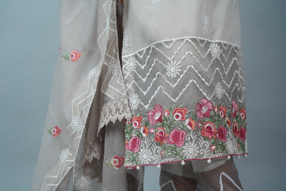 Tissue Hemline Embroidered Suit Set