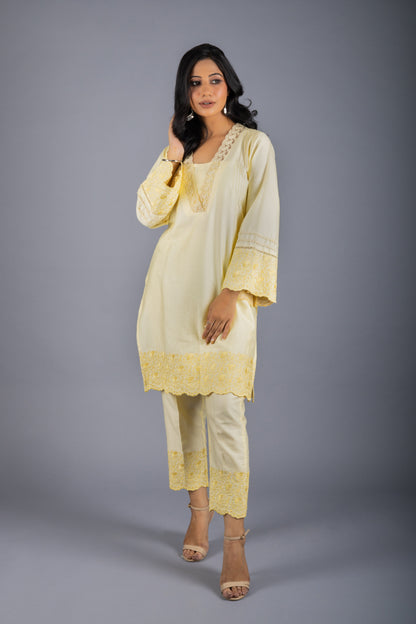 Lyla Yellow Embroidered Co-ord Set