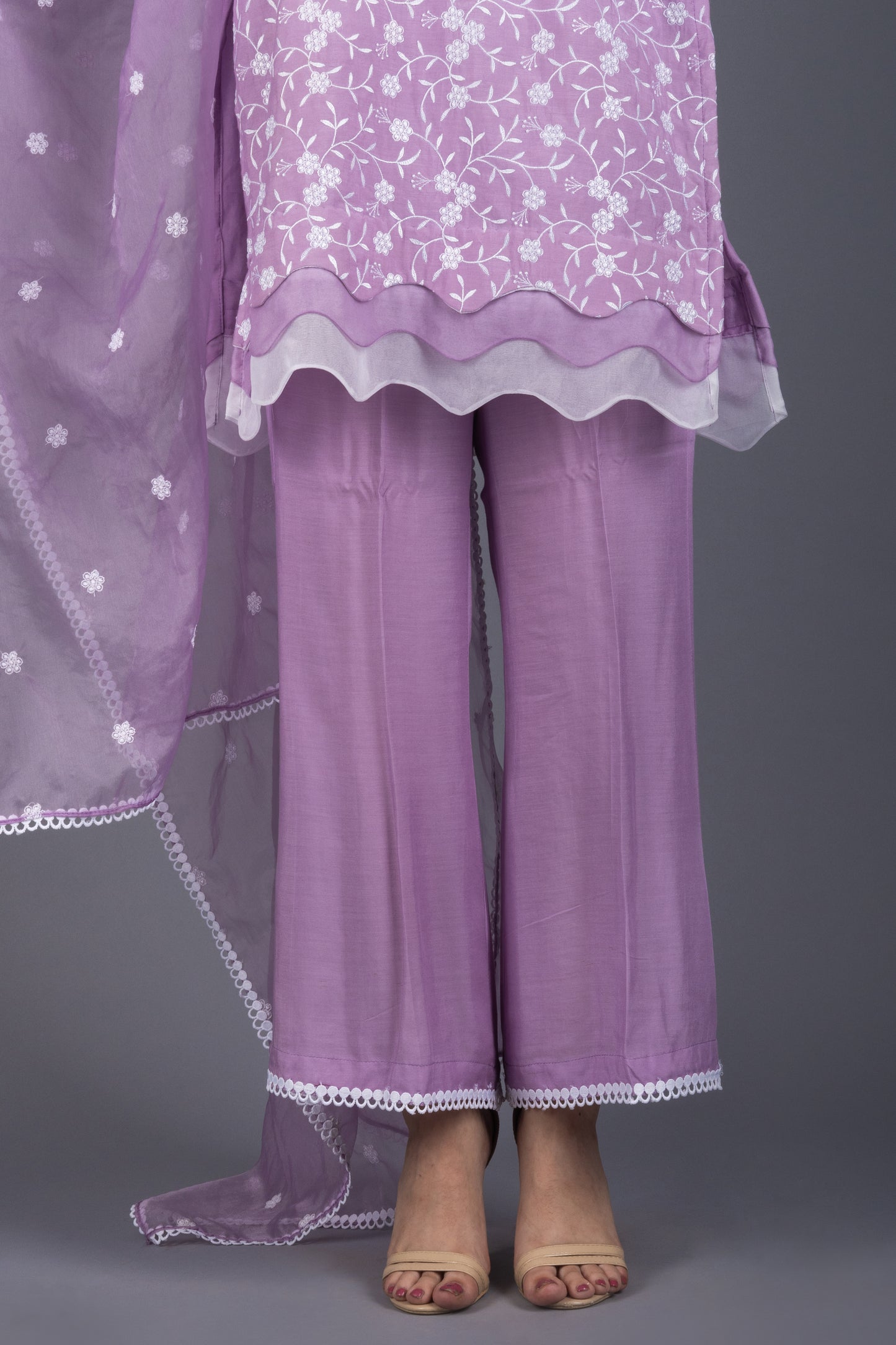 Haiza Lilac Embroidered Suit Set