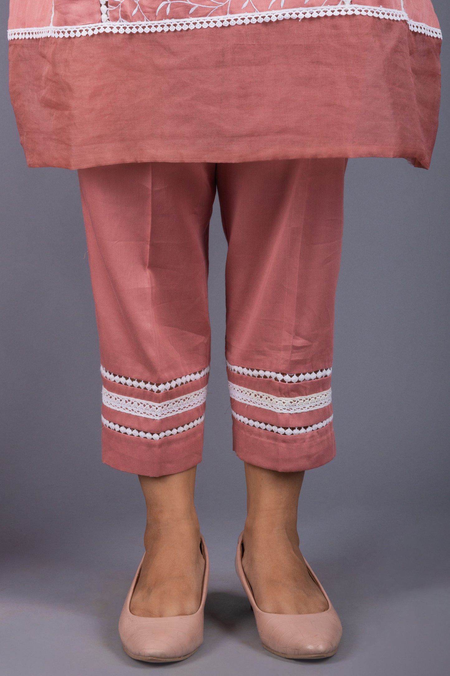 Usma Rose Pink Embroidered Suit Set