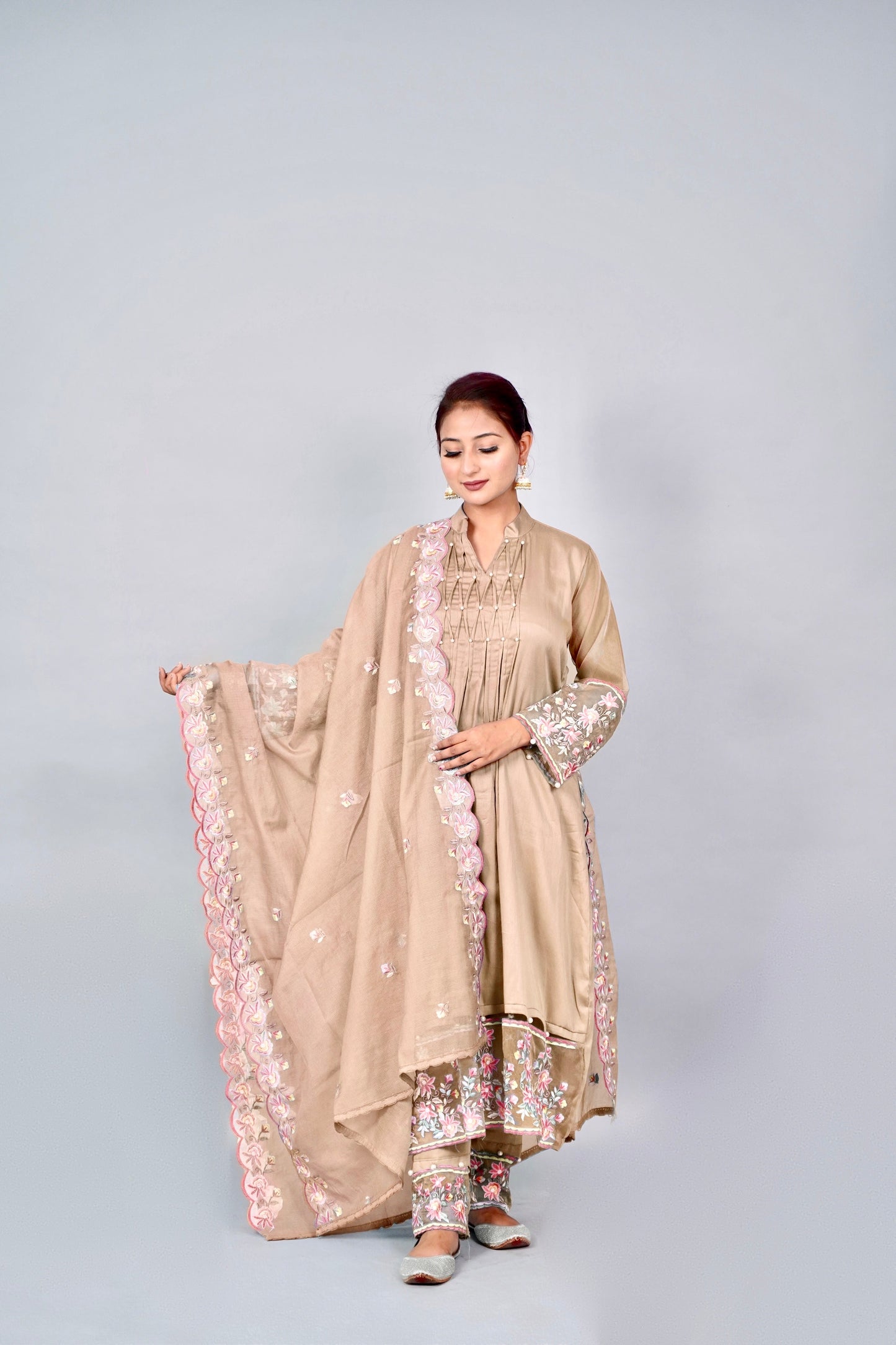 Tissue Panels Embroidered Suit Set